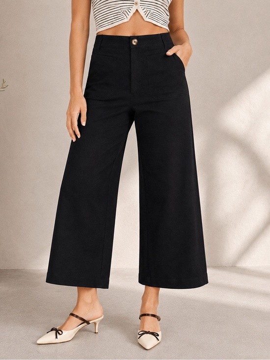 Maeve Pants - Maeve by Anthropologie The Colette High-Rise Wide-Leg Ankle Pants Black 28